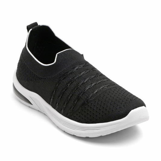 Women’s Black Slip-On Sports Sneakers – Lightweight & Breathable Walking Shoes