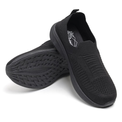 Women’s Black Knit Slip-On Sneakers – Lightweight Casual Walking Shoes