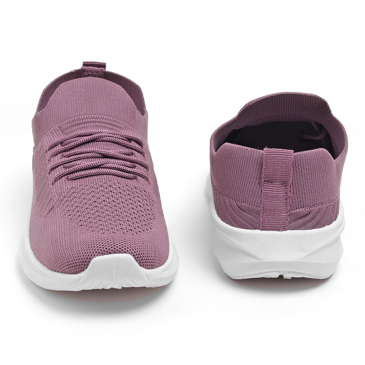 Women’s Mauve Knit Slip-On Sneakers – Lightweight Comfort Walking Shoes