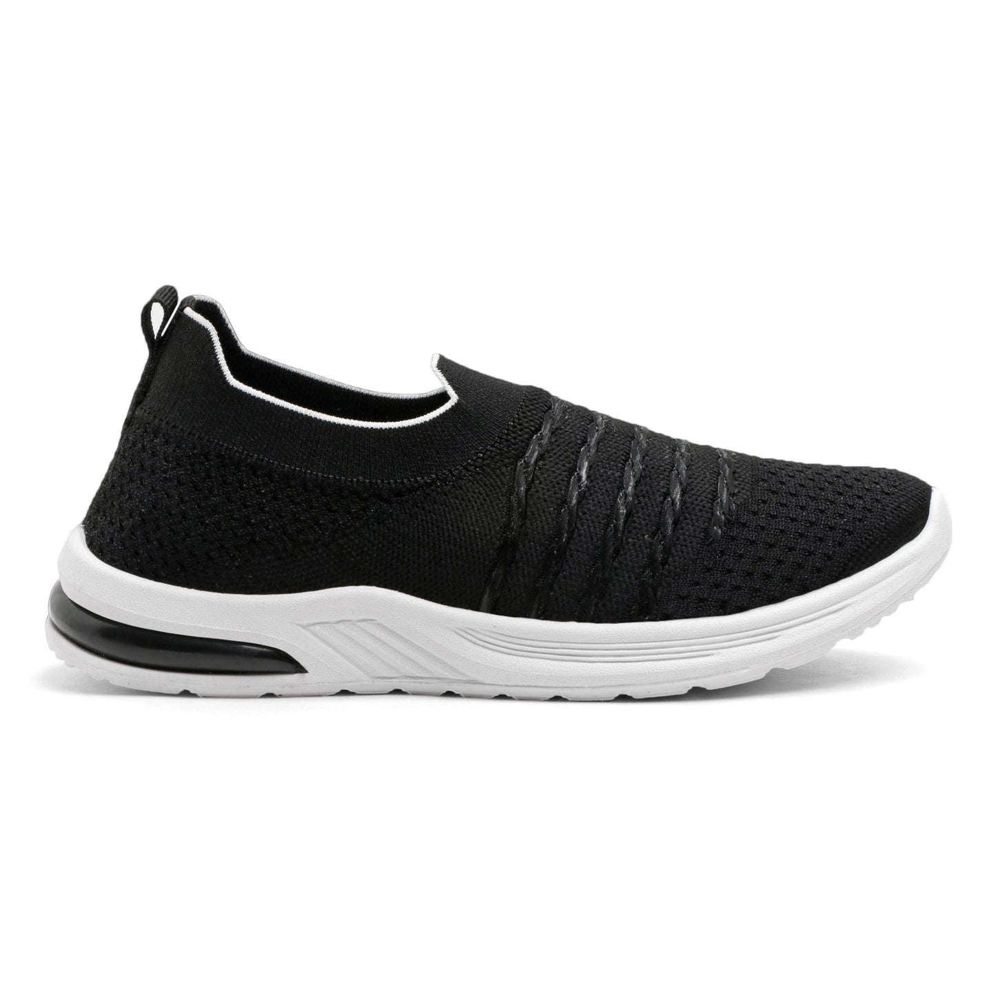 Women’s Black Slip-On Sports Sneakers – Lightweight & Breathable Walking Shoes