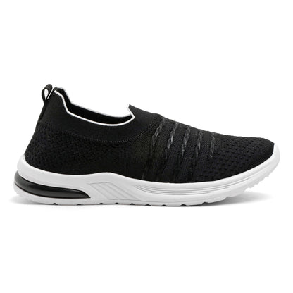 Women’s Black Slip-On Sports Sneakers – Lightweight & Breathable Walking Shoes