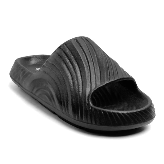 Men’s Black Comfort Slides – Lightweight Casual Slip-on Slippers with Anti-Slip Sole