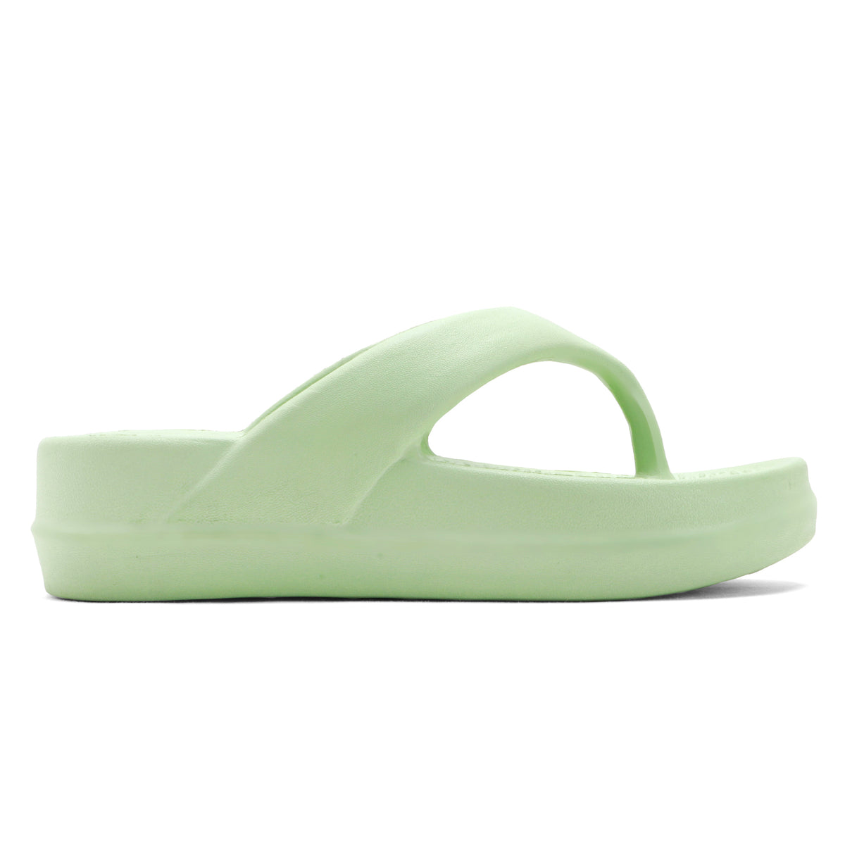 Green Platform Flip-Flops for Women – Textured Sole Casual Slippers