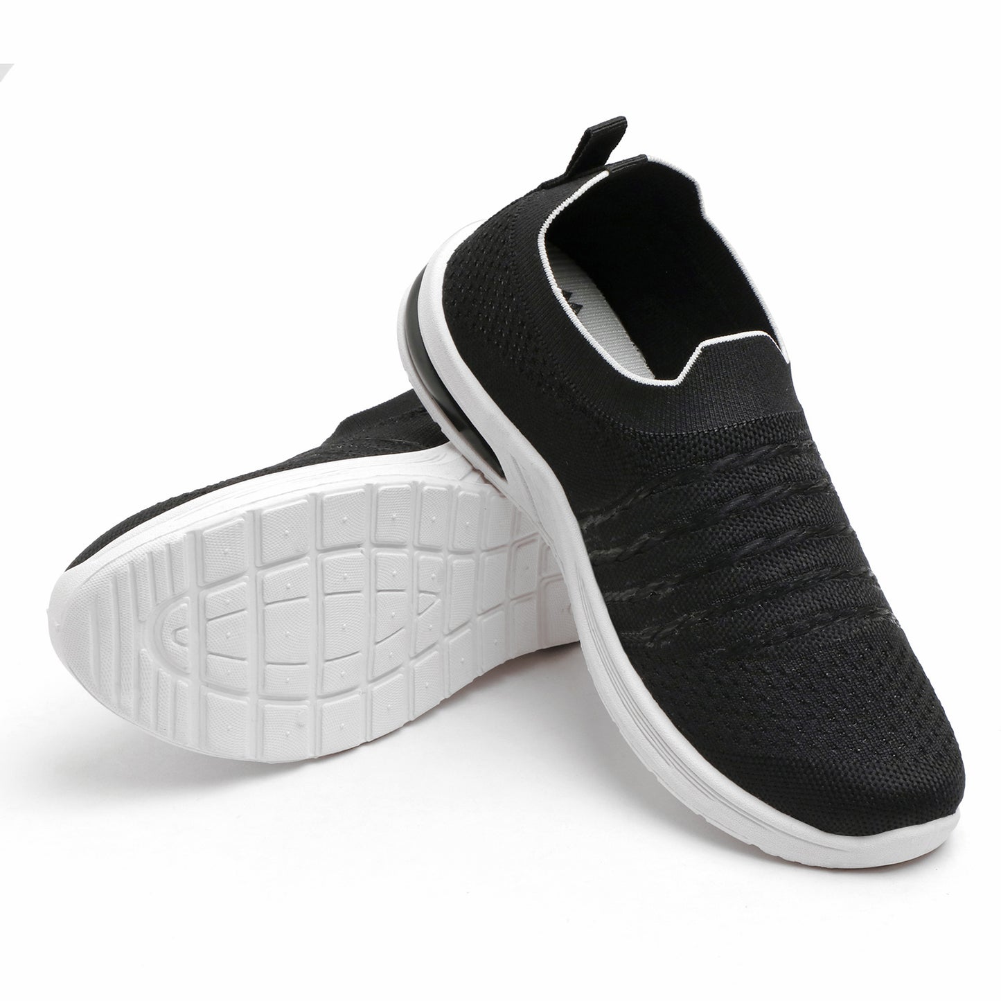 Women’s Black Slip-On Sports Sneakers – Lightweight & Breathable Walking Shoes