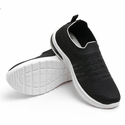 Women’s Black Slip-On Sports Sneakers – Lightweight & Breathable Walking Shoes