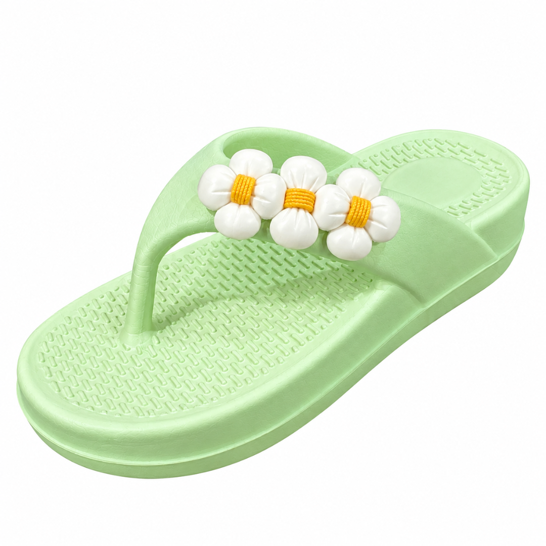 UltraSoft Healthy Steps Women’s Floral Green Platform Flip-Flops