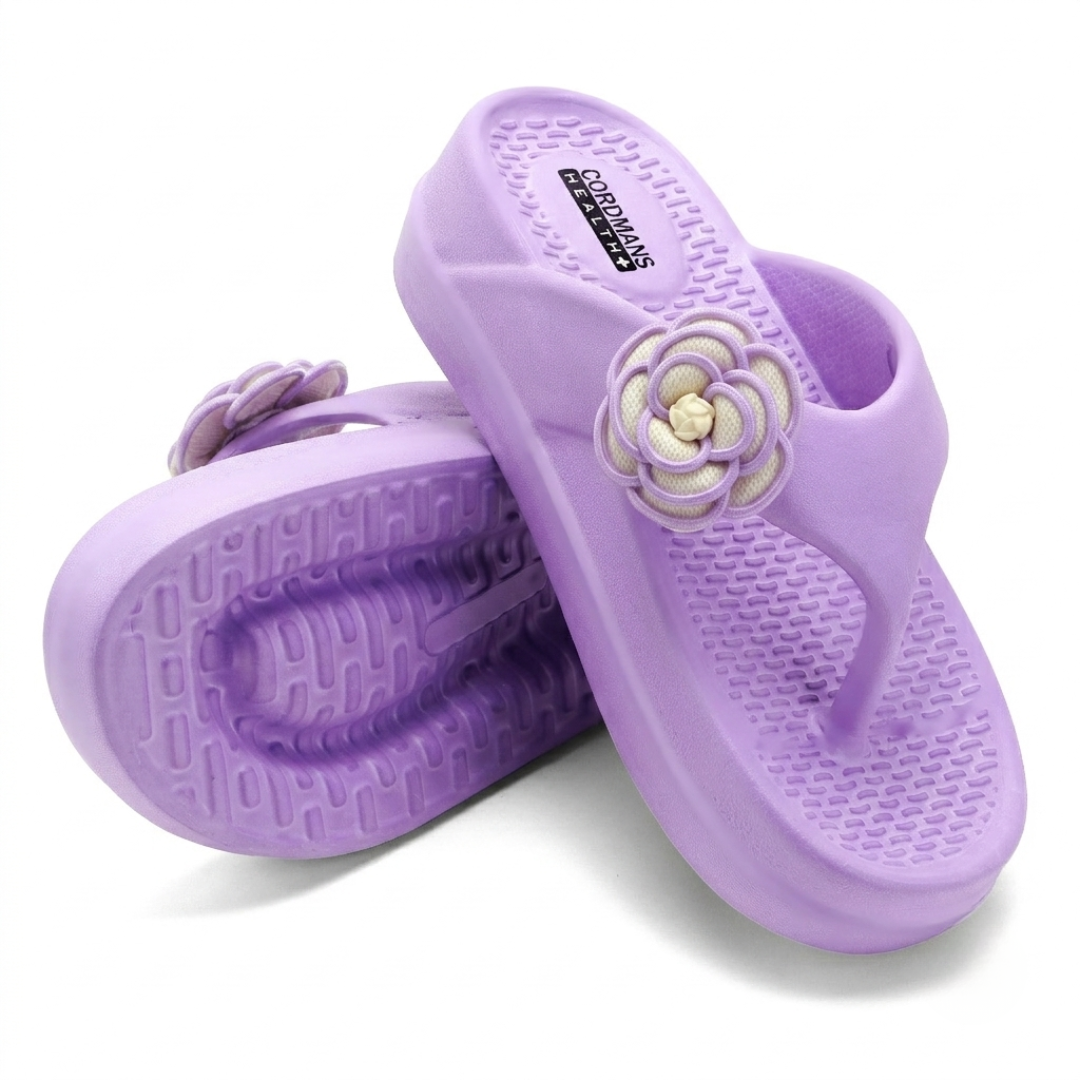 UltraSoft Healthy Steps Women’s Lavender Rose Flower Platform Flip-Flops