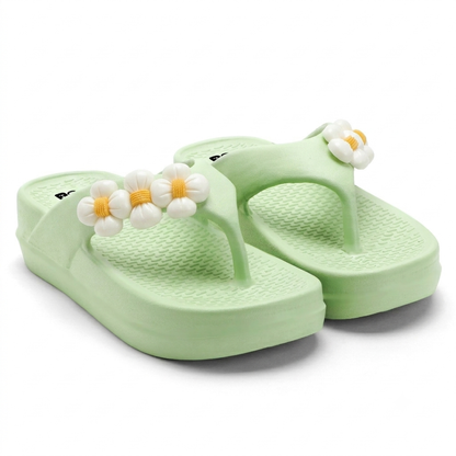 UltraSoft Healthy Steps Women’s Floral Green Platform Flip-Flops