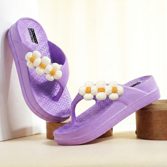 UltraSoft Healthy Steps Women’s Purple Floral Platform Flip-Flops