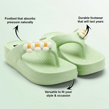 UltraSoft Healthy Steps Women’s Floral Green Platform Flip-Flops