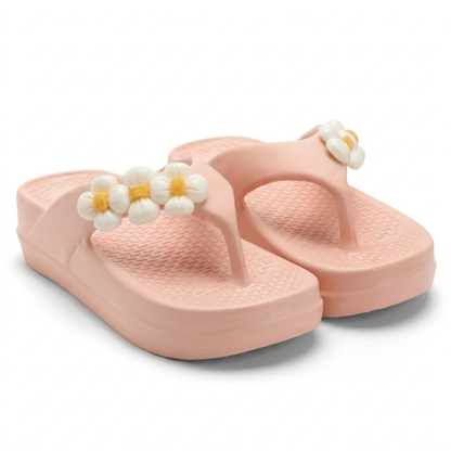 UltraSoft Healthy Steps Women’s Peach Floral Platform Flip-Flops