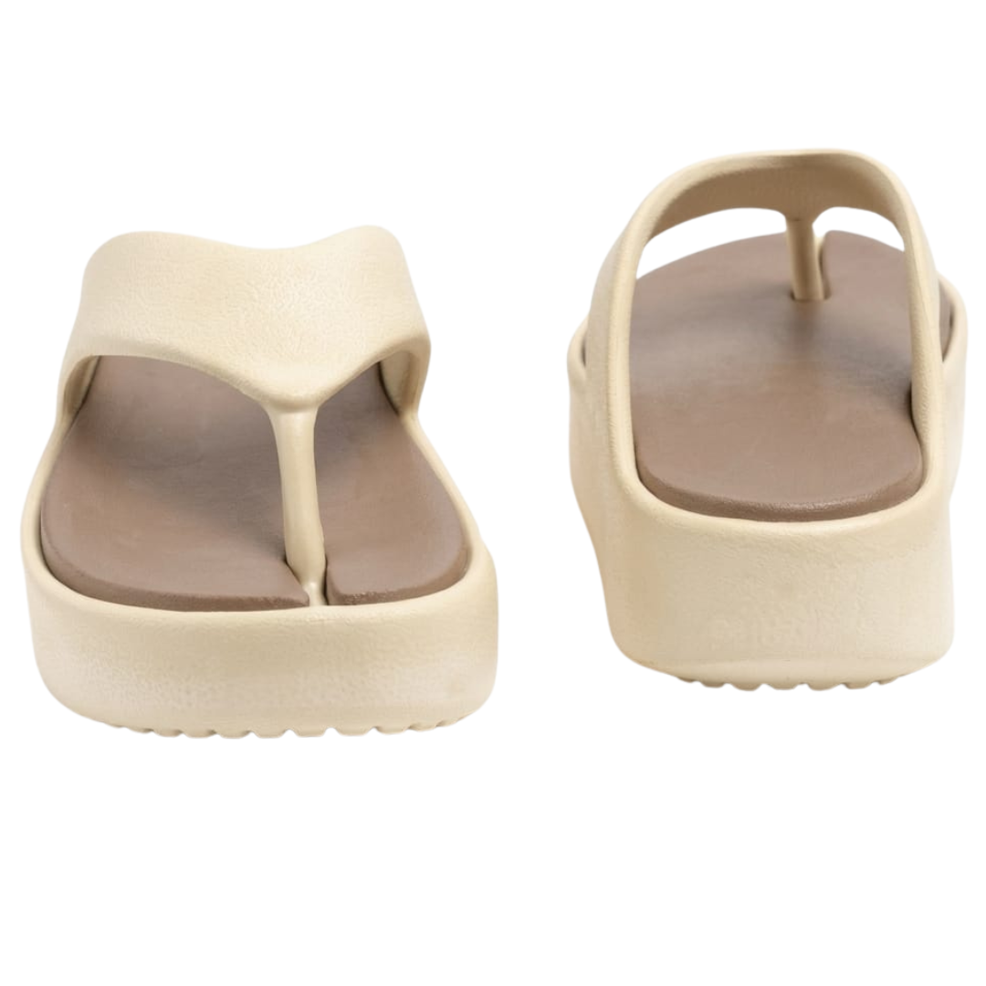 Jasmin Brown Platform Flip-Flops for Women – Two-Tone Thick Sole Casual Slippers