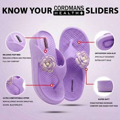 UltraSoft Healthy Steps Women’s Lavender Rose Flower Platform Flip-Flops