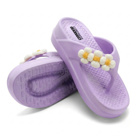 UltraSoft Healthy Steps Women’s Purple Floral Platform Flip-Flops