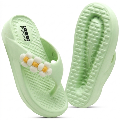 UltraSoft Healthy Steps Women’s Floral Green Platform Flip-Flops