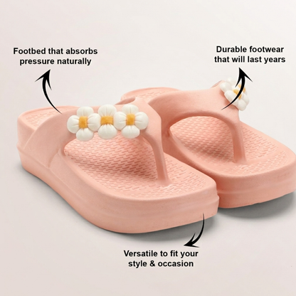UltraSoft Healthy Steps Women’s Peach Floral Platform Flip-Flops