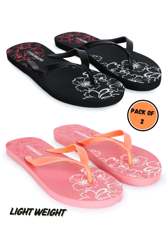Cordmans FloralEase Duo – Pack of 2 Women’s Lightweight Flip-Flops