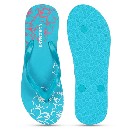 Cordmans BlossomStep – Women’s Sky Blue Floral Print Flip-Flops: