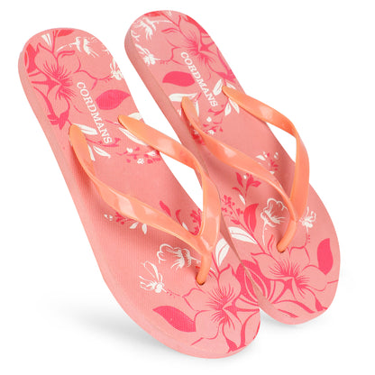 Peach, Navy, Sky Blue Combo Floral Print Flip Flops – Comfortable & Trendy Slippers
