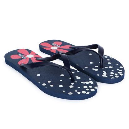 Cordmans BloomPop – Women’s Navy Blue Polka & Floral Flip-Flops