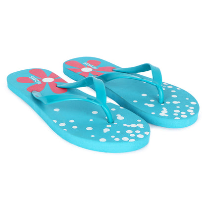 Cordmans BloomPop – Women’s Aqua Blue Polka & Floral Flip-Flops
