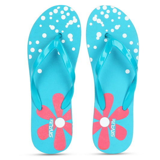 Cordmans BloomPop – Women’s Aqua Blue Polka & Floral Flip-Flops