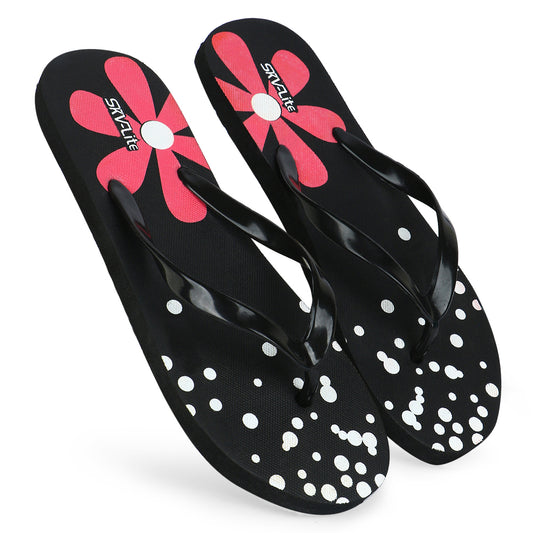 Cordmans BloomPop – Women’s Black Polka & Floral Flip-Flops