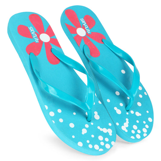 Cordmans BloomPop – Women’s Aqua Blue Polka & Floral Flip-Flops