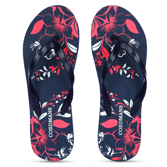 Cordmans CoastalBloom Duo – Pack of 2 Women’s Navy & Aqua Floral Flip‑Flops