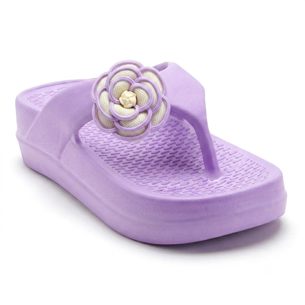 UltraSoft Healthy Steps Women’s Lavender Rose Flower Platform Flip-Flops