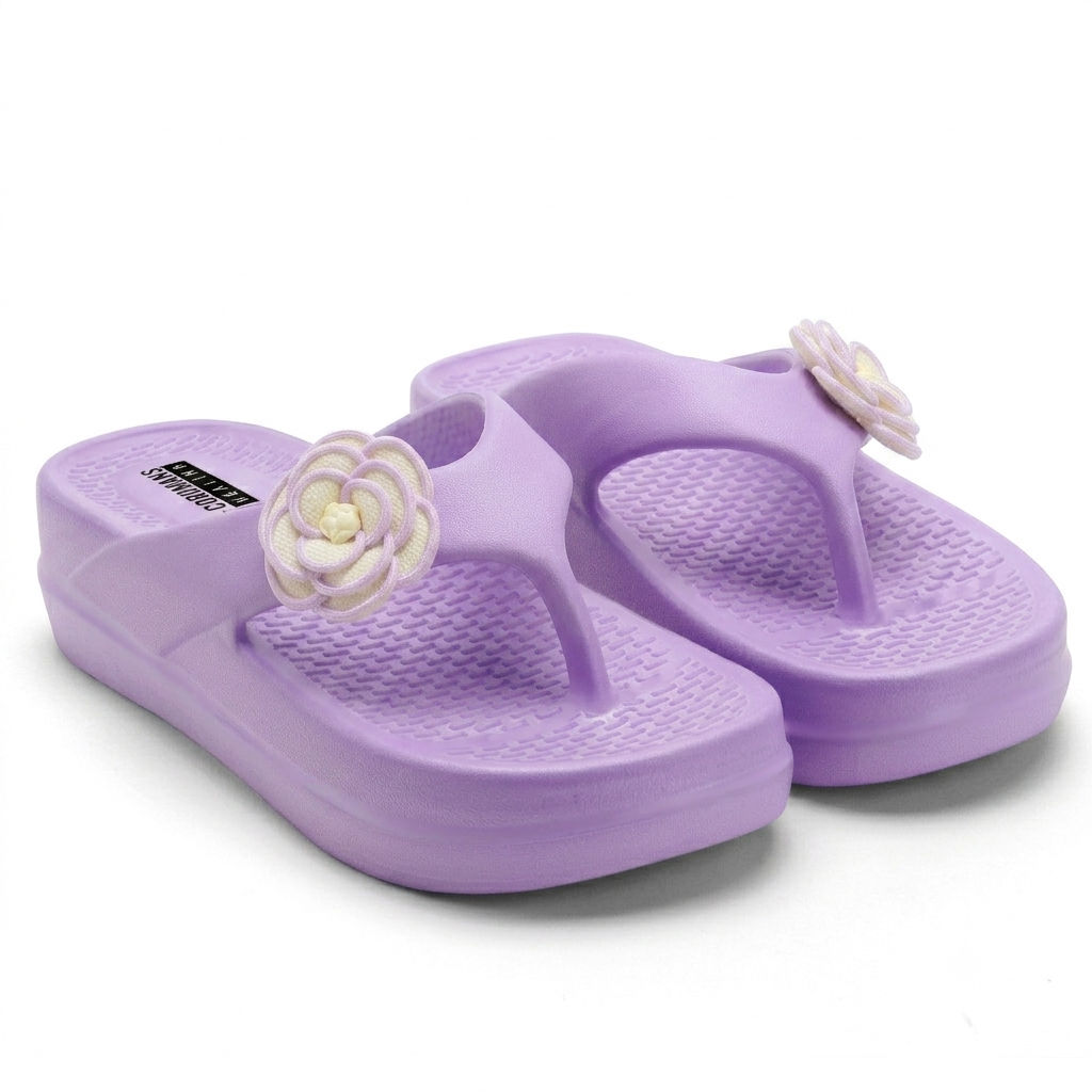 UltraSoft Healthy Steps Women’s Lavender Rose Flower Platform Flip-Flops