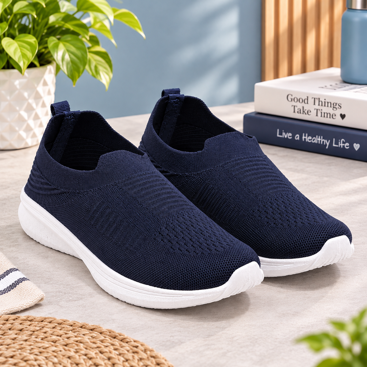 Women’s Navy Blue Slip-On Sneakers