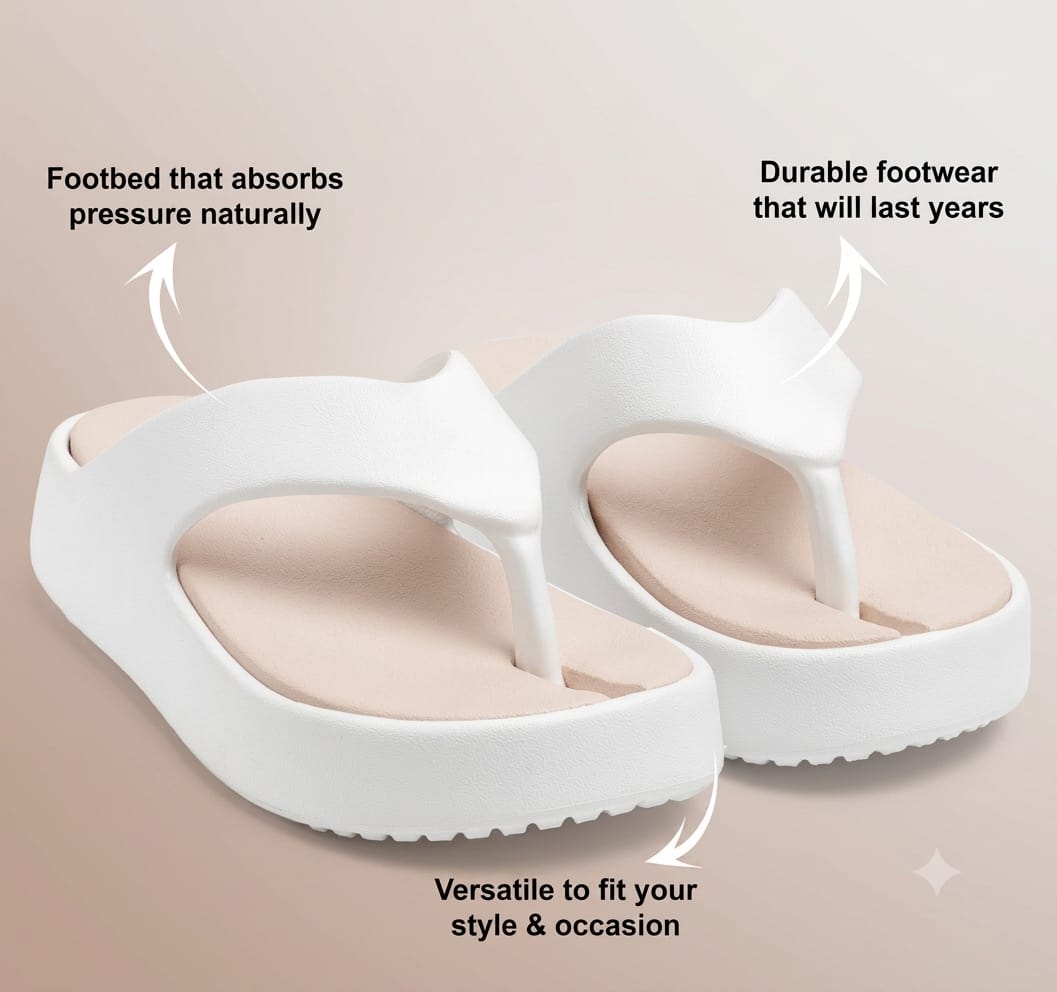 Cordmans Women’s Soft Comfort Platform Flip Flops – White & Pink