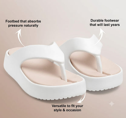 Cordmans Women’s Soft Comfort Platform Flip Flops – White & Pink