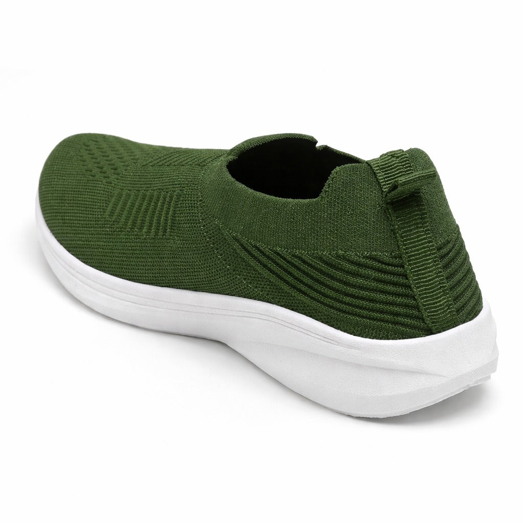 Women’s Olive Green Lightweight Knit Slip-On Sneakers