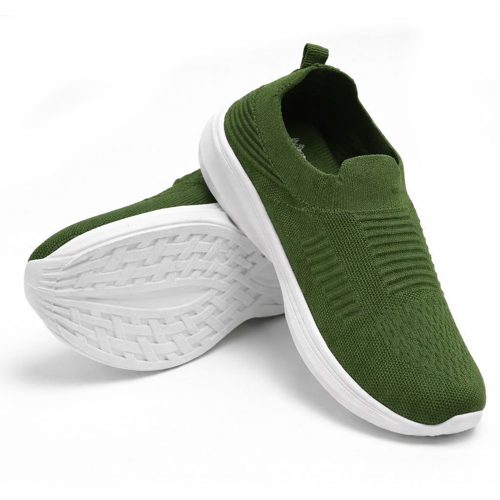 Women’s Olive Green Lightweight Knit Slip-On Sneakers