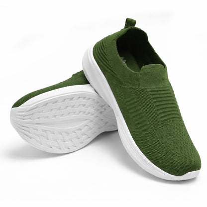 Women’s Olive Green Lightweight Knit Slip-On Sneakers