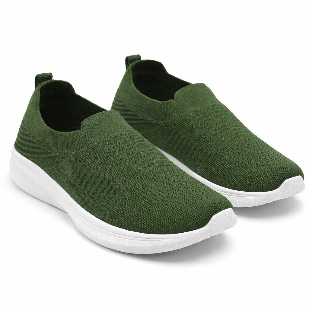Women’s Olive Green Lightweight Knit Slip-On Sneakers