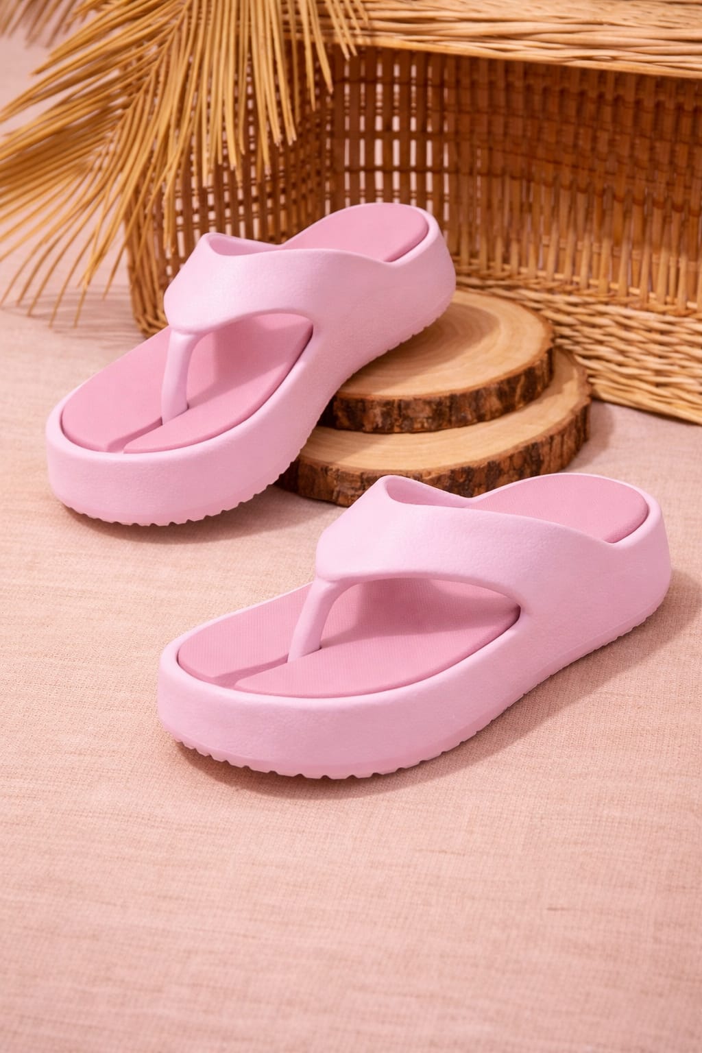 Cordmans Women’s Soft Comfort Platform Flip Flops – White & Pink