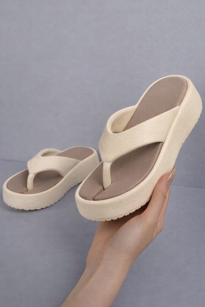 Cordmans Women’s Soft Comfort Platform Flip Flops – White & Pink