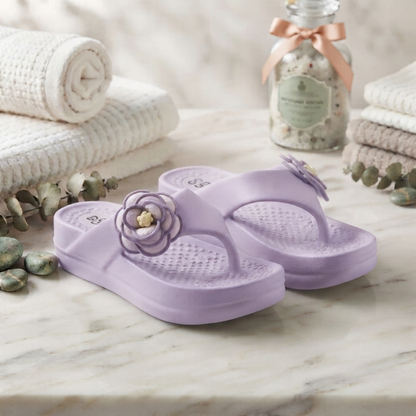 UltraSoft Healthy Steps Women’s Lavender Rose Flower Platform Flip-Flops