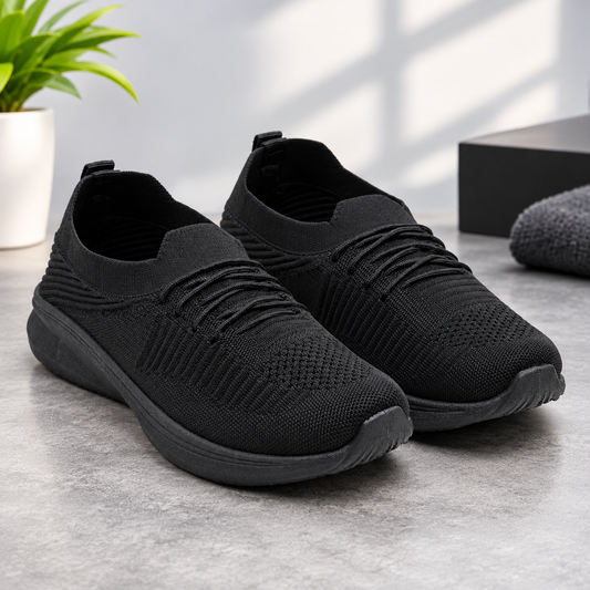 Women’s Black Lightweight Mesh Sneakers – Stylish & Comfortable Everyday Shoes